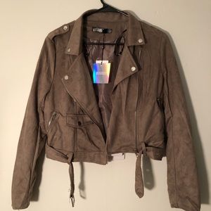 Cute faux suede biker jacket